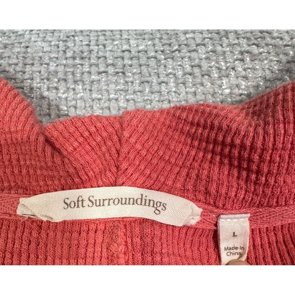 Soft Surroundings Top Womens Large Coral Waffle Knit Thermal Cowl Neck - Picture 7 of 9